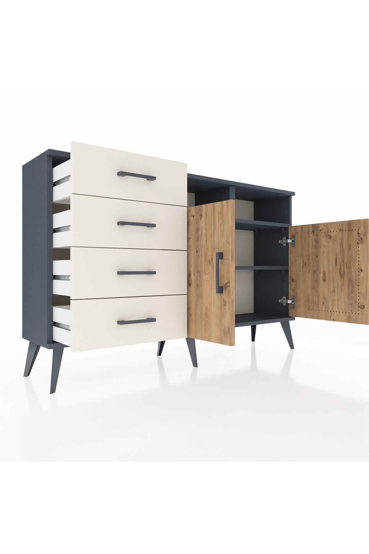 Arges Konsol 4 Raflı 4 Çekmeceli 2 Kapaklı 132x30x83 - S144M029V10A