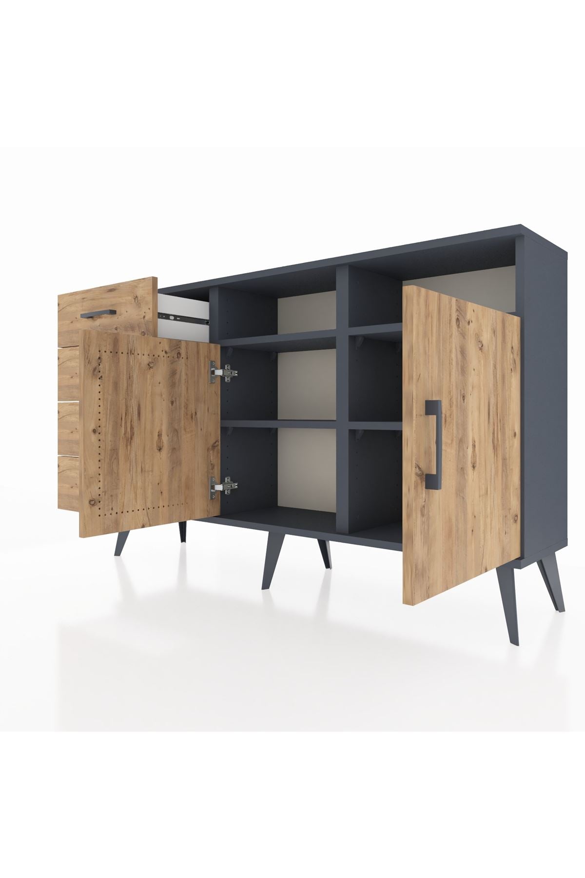Arges Konsol 4 Raflı 4 Çekmeceli 2 Kapaklı 132x30x83 - S144M029V12A