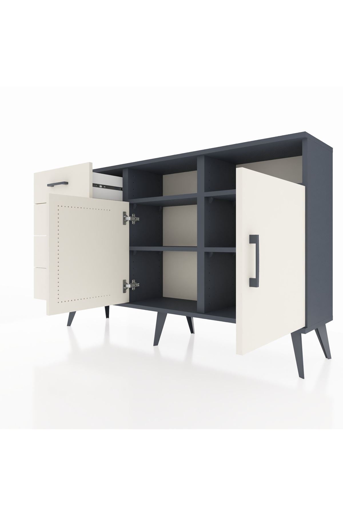 Arges Konsol 4 Raflı 4 Çekmeceli 2 Kapaklı 132x30x83 - S144M029V13A