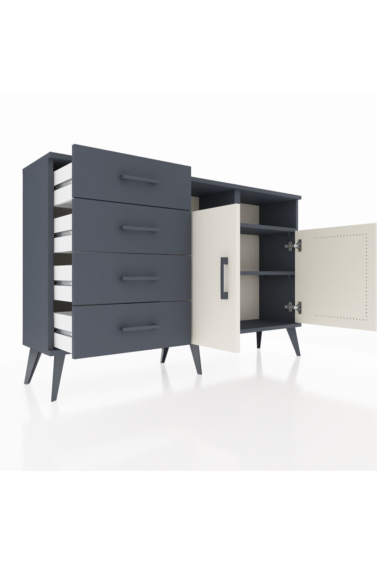 Arges Konsol 4 Raflı 4 Çekmeceli 2 Kapaklı 132x30x83 - S144M029V14A
