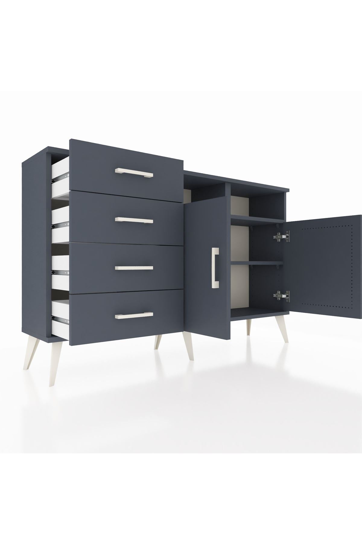 Arges Konsol 4 Raflı 4 Çekmeceli 2 Kapaklı 132x30x83 - S144M029V17A