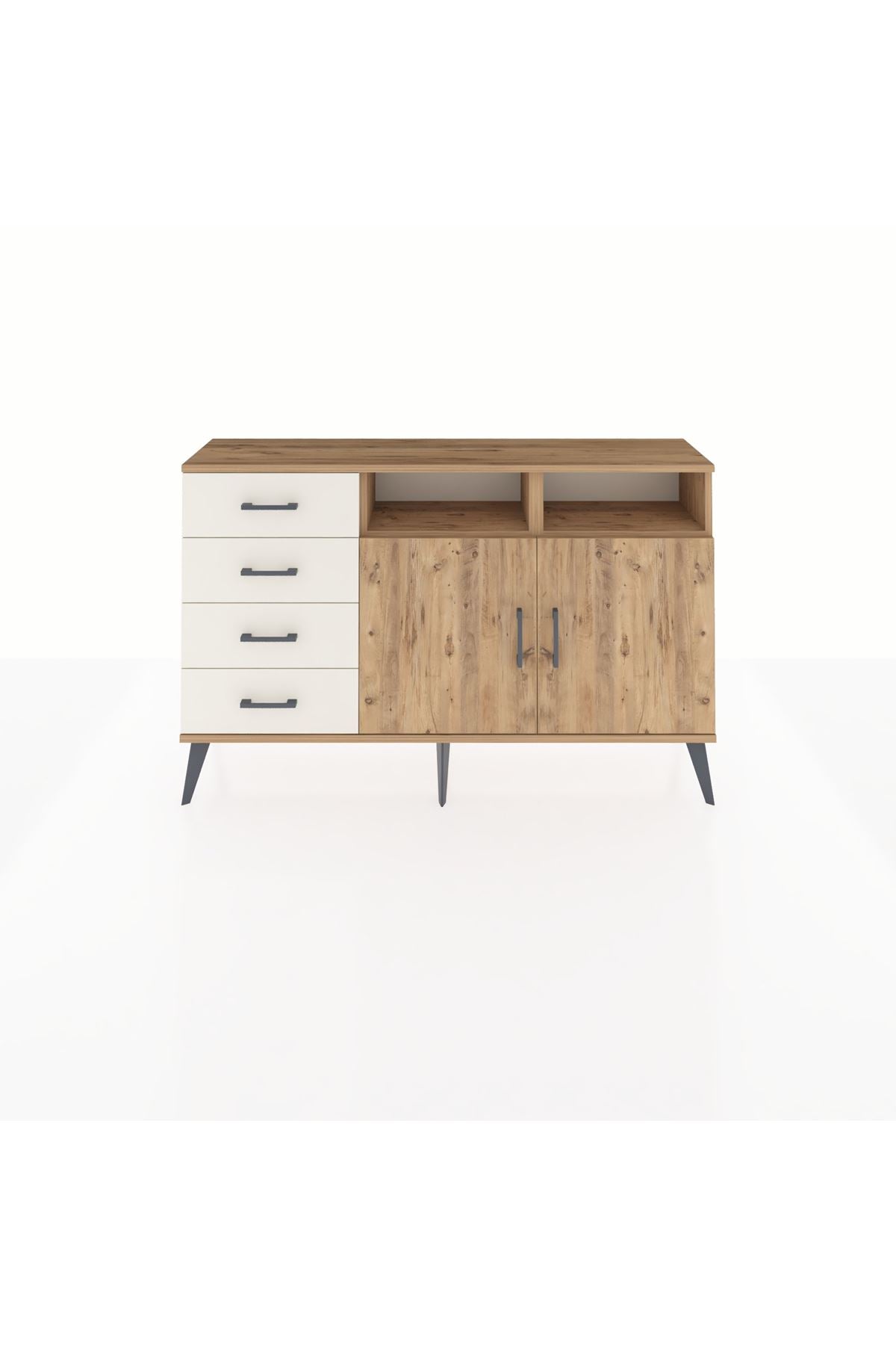 Arges Konsol 4 Raflı 4 Çekmeceli 2 Kapaklı 132x30x83 - S144M029V19A