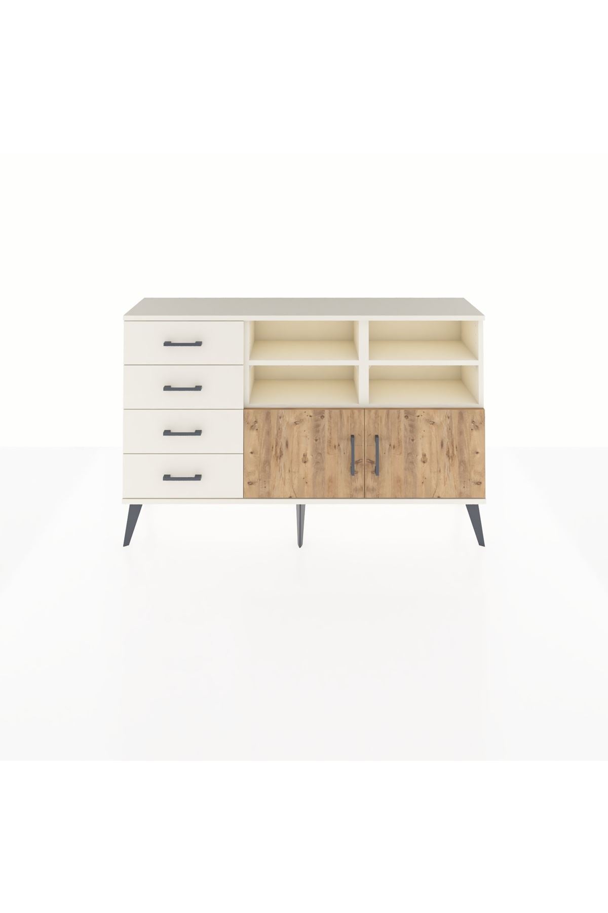 Arges Konsol 4 Raflı 4 Çekmeceli 2 Kapaklı 132x30x83 - S144M030V01A