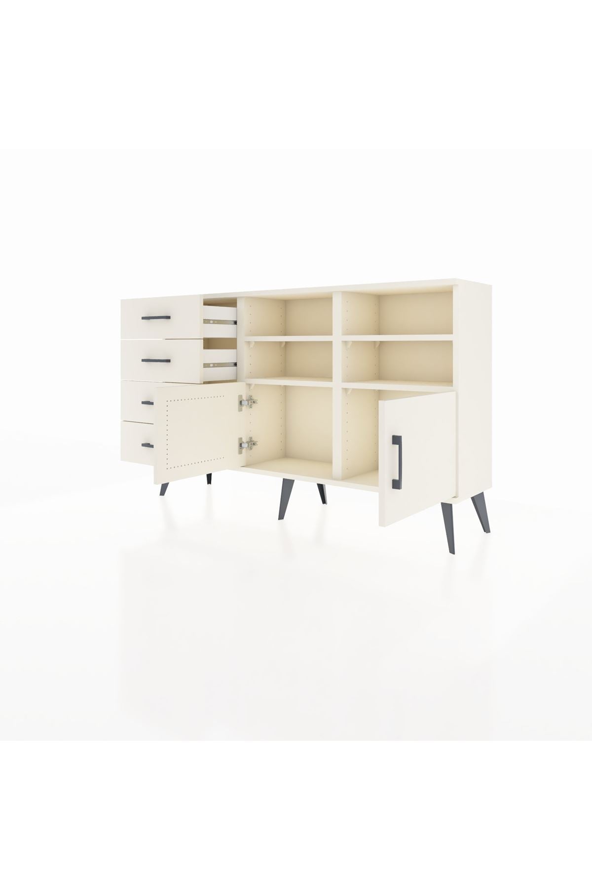 Arges Konsol 4 Raflı 4 Çekmeceli 2 Kapaklı 132x30x83 - S144M030V04A