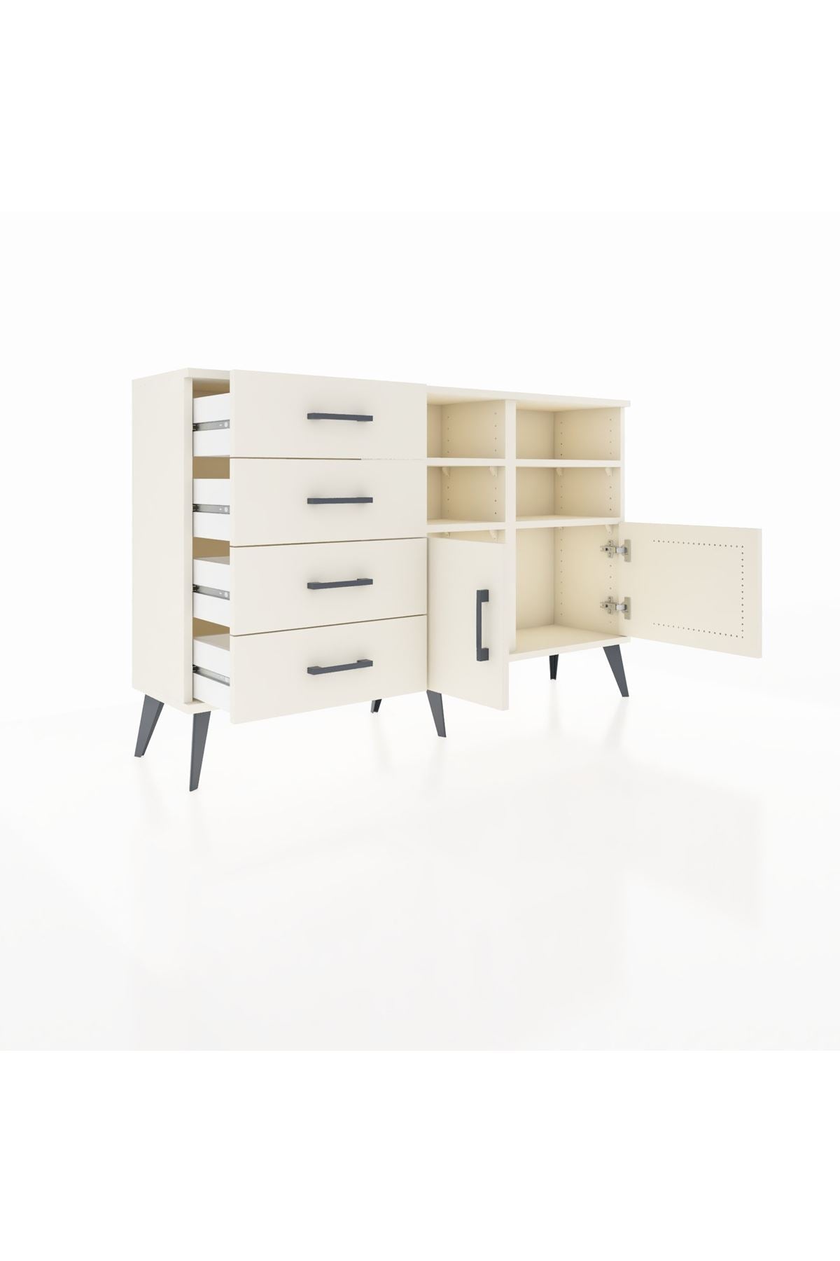Arges Konsol 4 Raflı 4 Çekmeceli 2 Kapaklı 132x30x83 - S144M030V04A