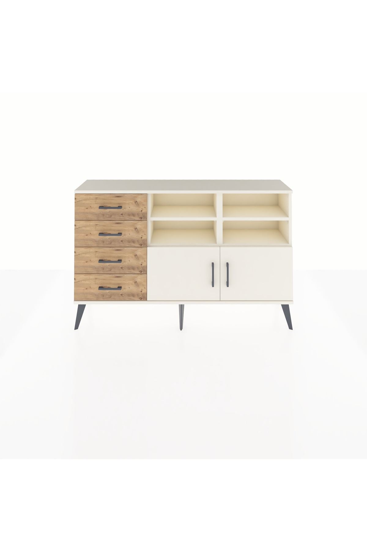 Arges Konsol 4 Raflı 4 Çekmeceli 2 Kapaklı 132x30x83 - S144M030V06A