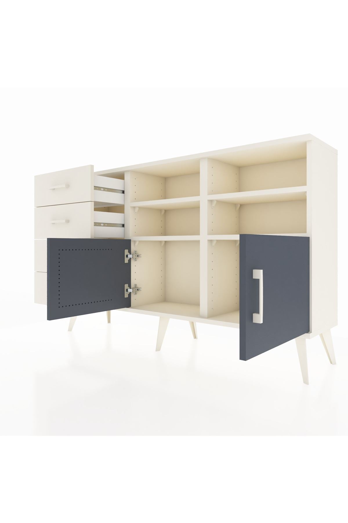 Arges Konsol 4 Raflı 4 Çekmeceli 2 Kapaklı 132x30x83 - S144M030V07A