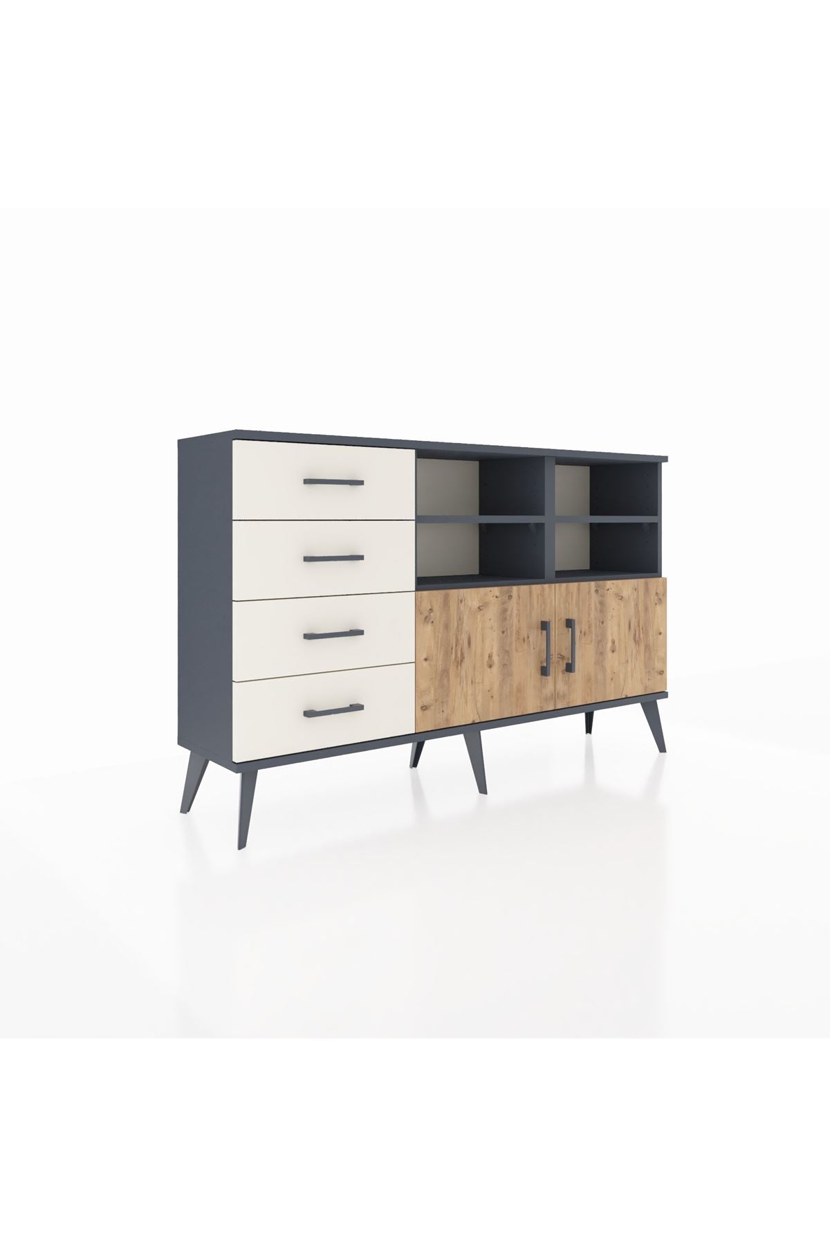 Arges Konsol 4 Raflı 4 Çekmeceli 2 Kapaklı 132x30x83 - S144M030V10A