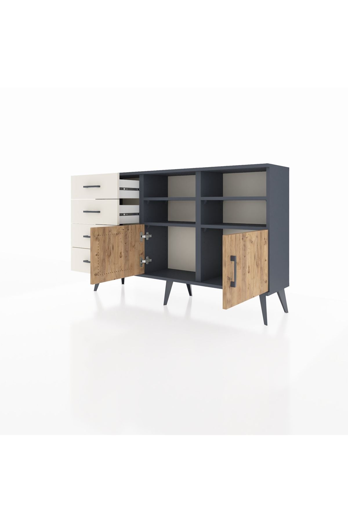 Arges Konsol 4 Raflı 4 Çekmeceli 2 Kapaklı 132x30x83 - S144M030V10A