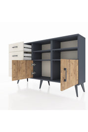 Arges Konsol 4 Raflı 4 Çekmeceli 2 Kapaklı 132x30x83 - S144M030V10A