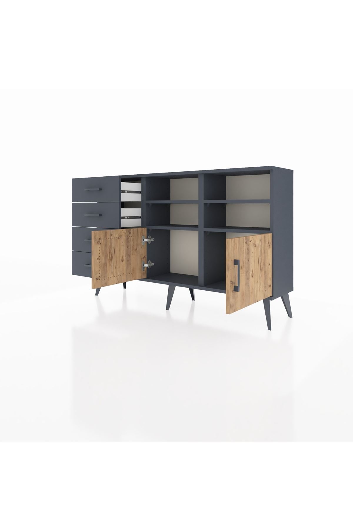 Arges Konsol 4 Raflı 4 Çekmeceli 2 Kapaklı 132x30x83 - S144M030V11A