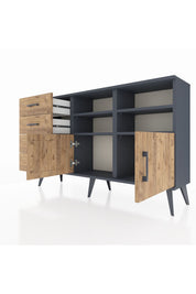 Arges Konsol 4 Raflı 4 Çekmeceli 2 Kapaklı 132x30x83 - S144M030V12A