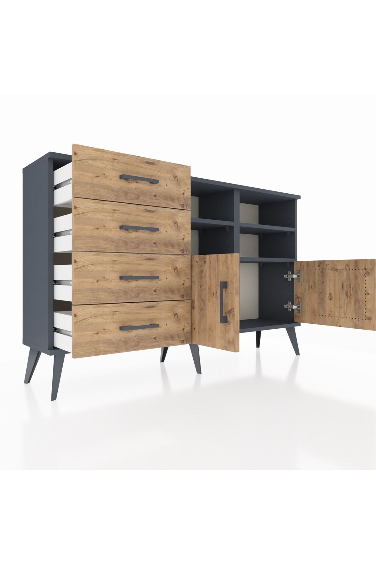 Arges Konsol 4 Raflı 4 Çekmeceli 2 Kapaklı 132x30x83 - S144M030V12A