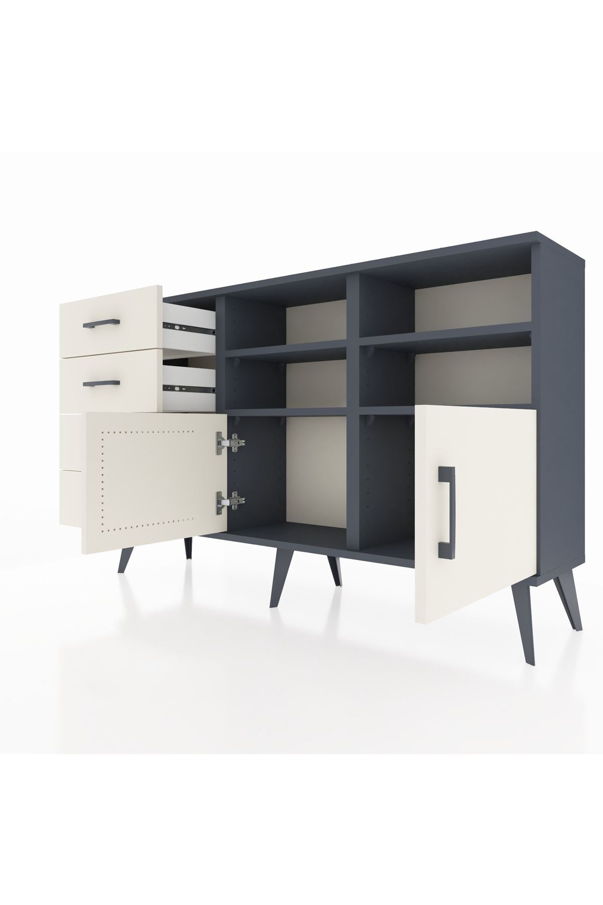 Arges Konsol 4 Raflı 4 Çekmeceli 2 Kapaklı 132x30x83 - S144M030V13A