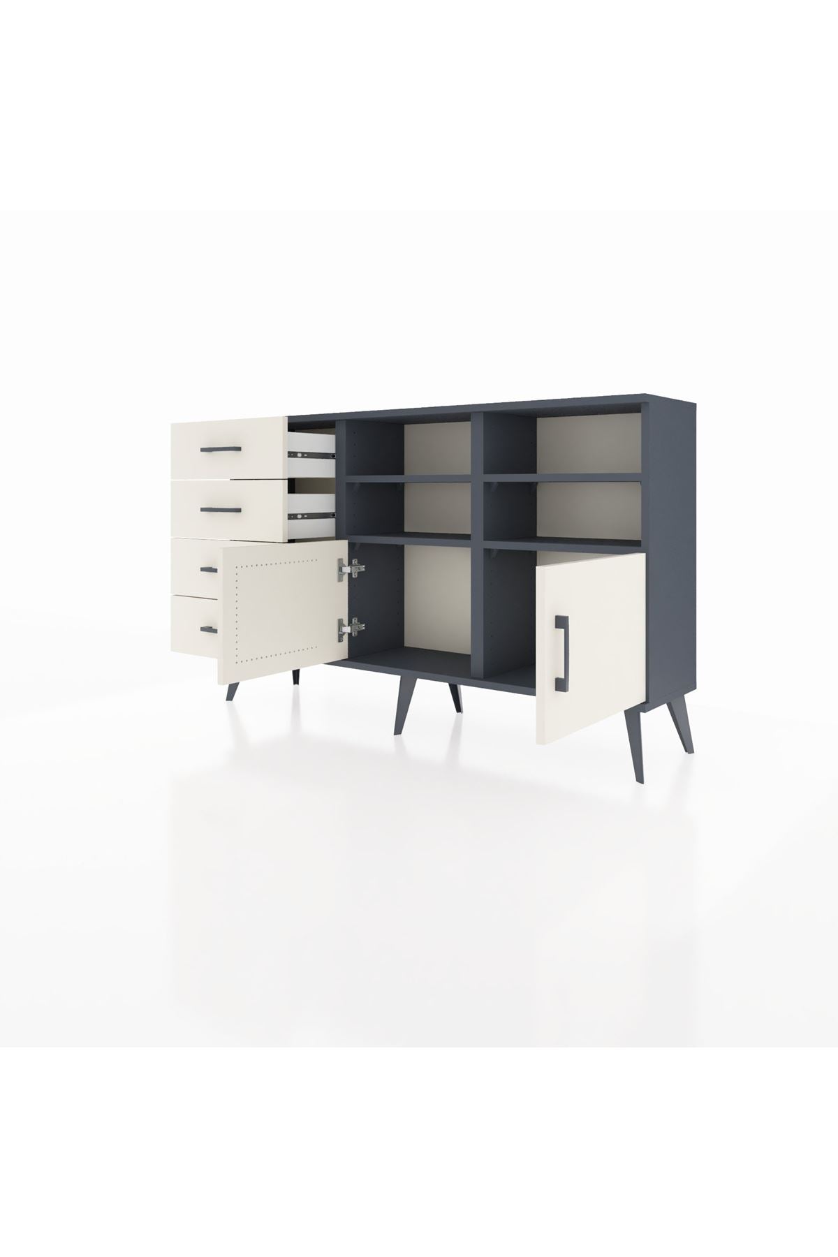 Arges Konsol 4 Raflı 4 Çekmeceli 2 Kapaklı 132x30x83 - S144M030V13A