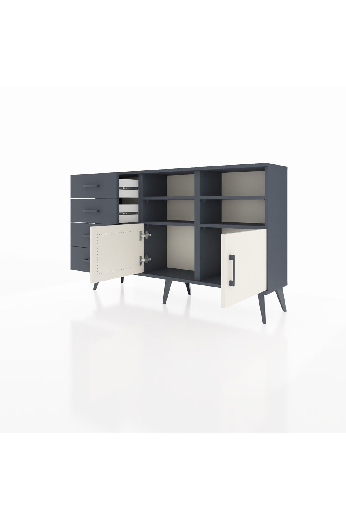 Arges Konsol 4 Raflı 4 Çekmeceli 2 Kapaklı 132x30x83 - S144M030V14A