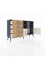 Arges Konsol 4 Raflı 4 Çekmeceli 2 Kapaklı 132x30x83 - S144M030V15A