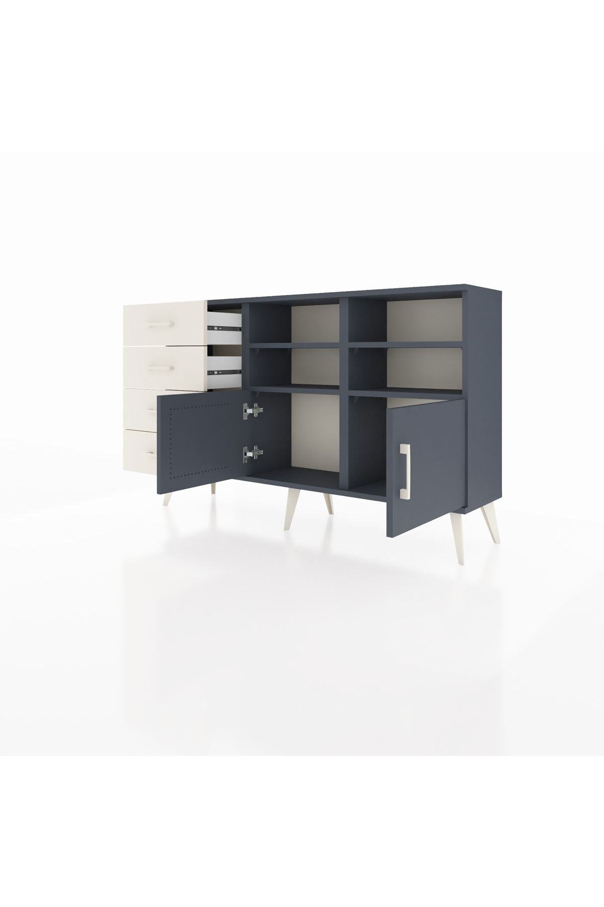 Arges Konsol 4 Raflı 4 Çekmeceli 2 Kapaklı 132x30x83 - S144M030V16A