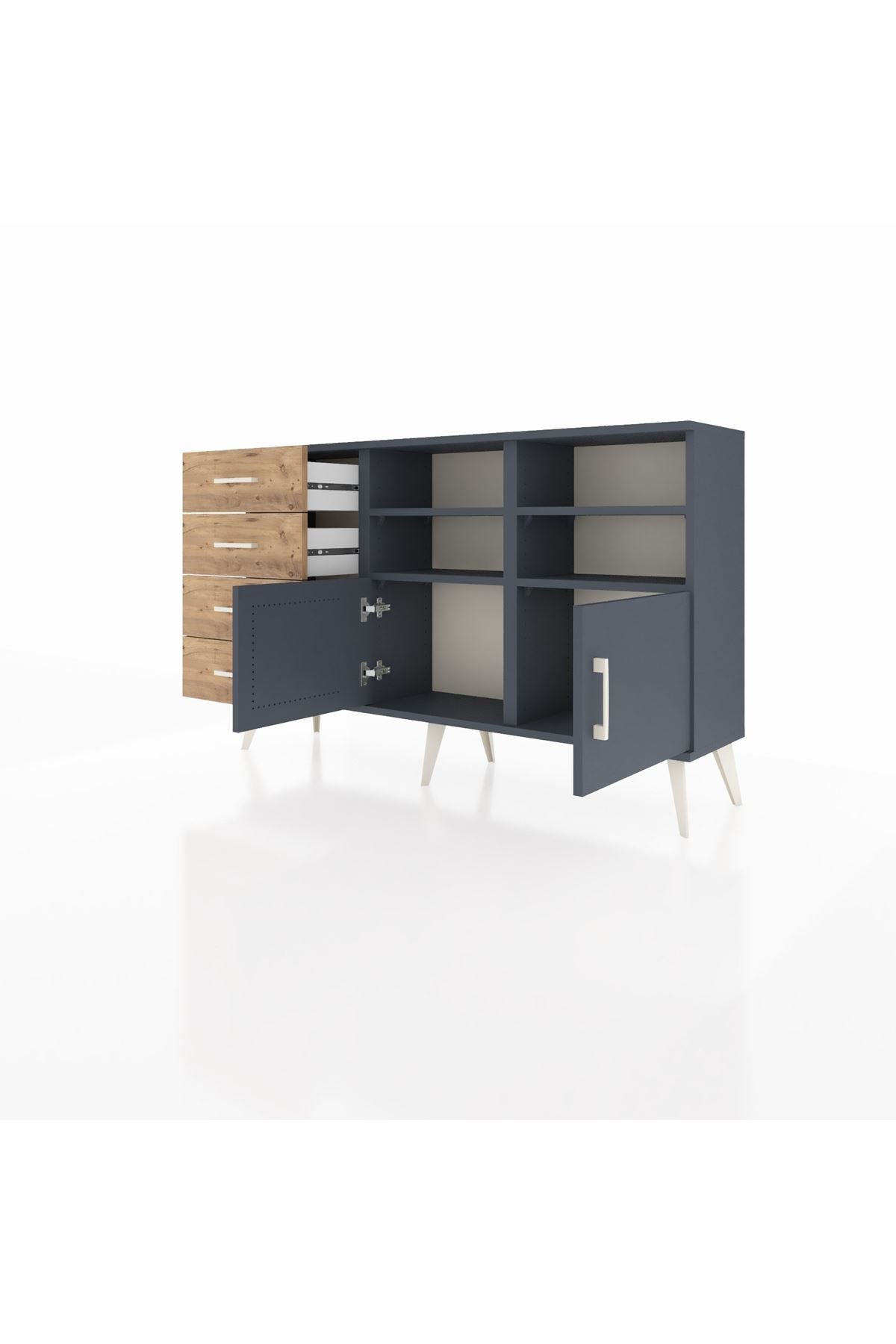 Arges Konsol 4 Raflı 4 Çekmeceli 2 Kapaklı 132x30x83 - S144M030V18A
