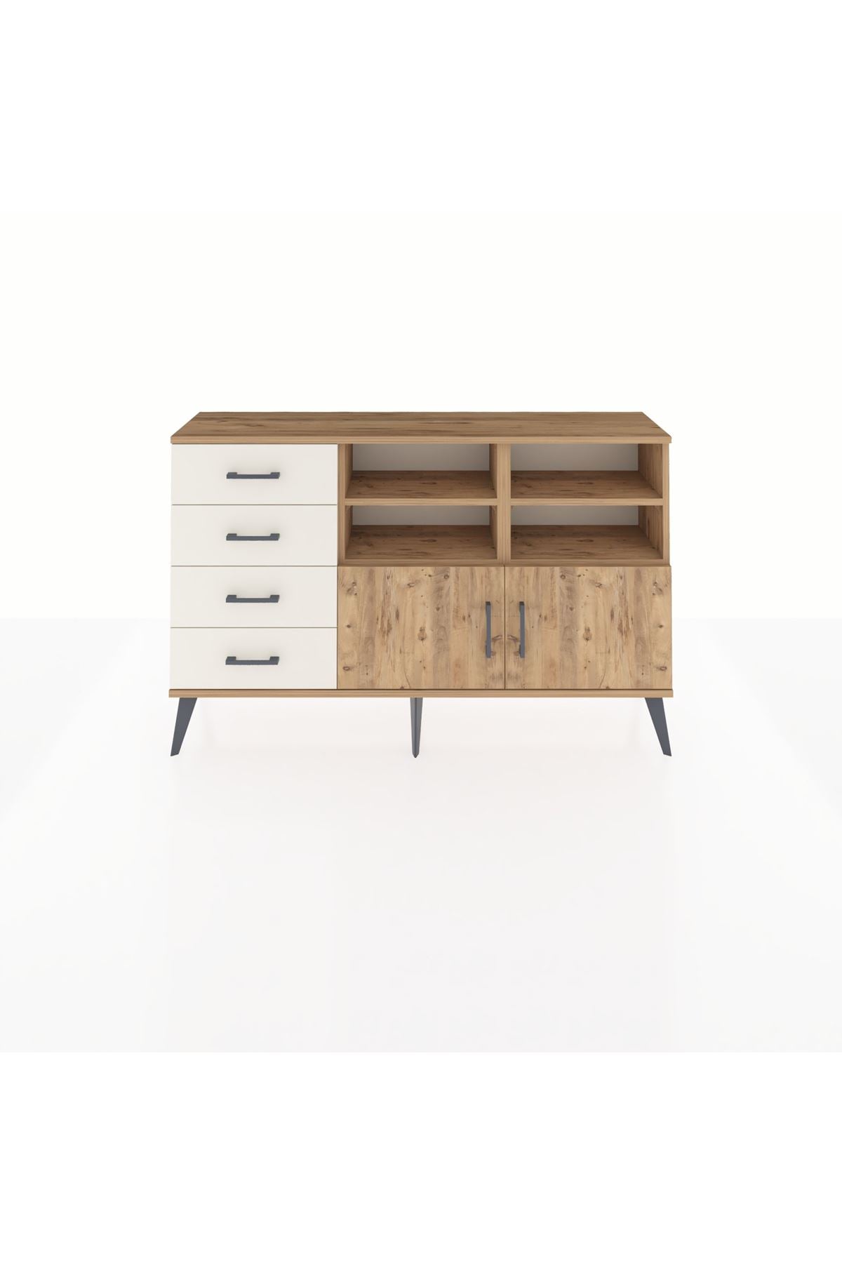 Arges Konsol 4 Raflı 4 Çekmeceli 2 Kapaklı 132x30x83 - S144M030V19A