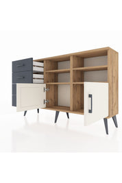 Arges Konsol 4 Raflı 4 Çekmeceli 2 Kapaklı 132x30x83 - S144M030V23A