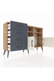 Arges Konsol 4 Raflı 4 Çekmeceli 2 Kapaklı 132x30x83 - S144M030V23A