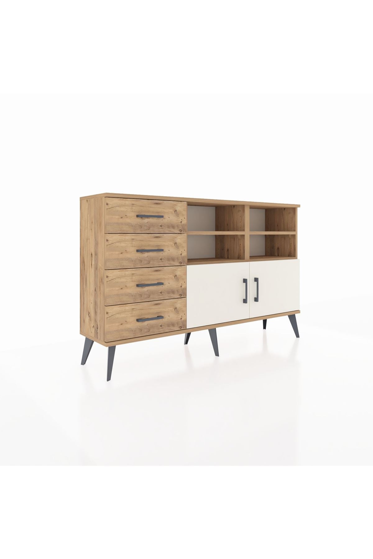 Arges Konsol 4 Raflı 4 Çekmeceli 2 Kapaklı 132x30x83 - S144M030V24A