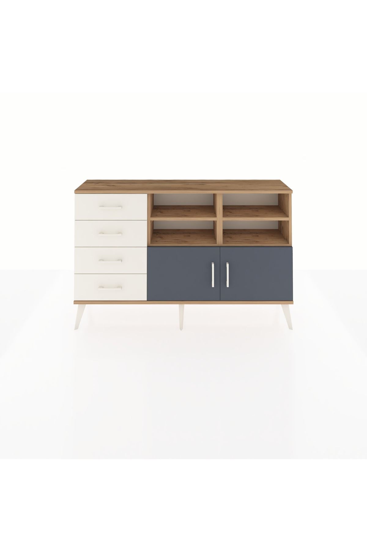 Arges Konsol 4 Raflı 4 Çekmeceli 2 Kapaklı 132x30x83 - S144M030V25A