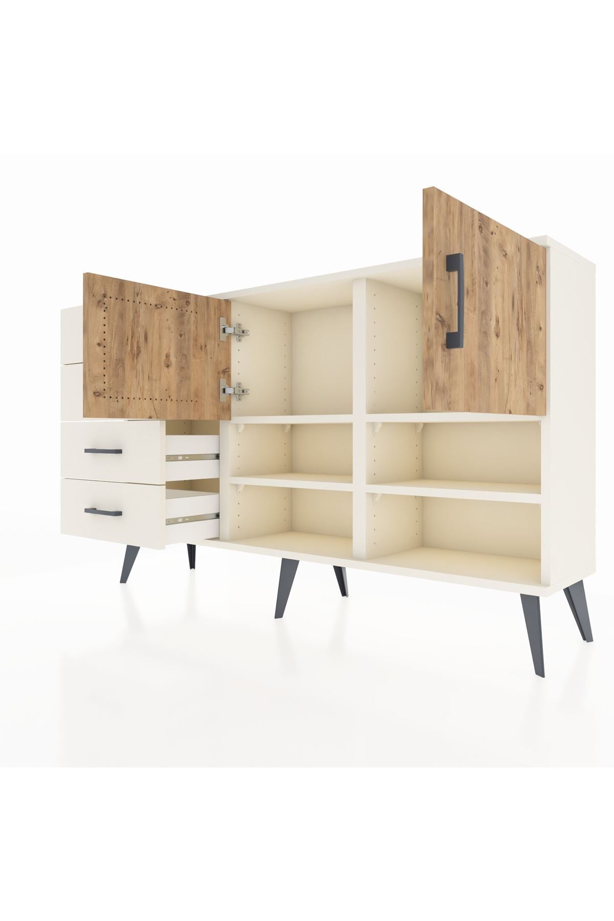Arges Konsol 4 Raflı 4 Çekmeceli 2 Kapaklı 132x30x83 - S144M031V01A