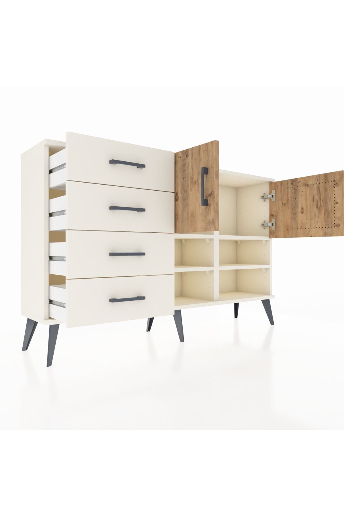Arges Konsol 4 Raflı 4 Çekmeceli 2 Kapaklı 132x30x83 - S144M031V01A