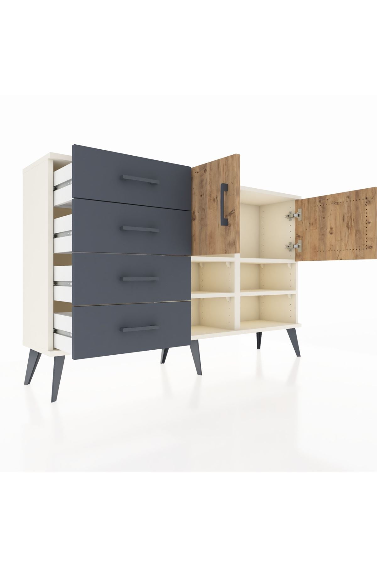 Arges Konsol 4 Raflı 4 Çekmeceli 2 Kapaklı 132x30x83 - S144M031V02A