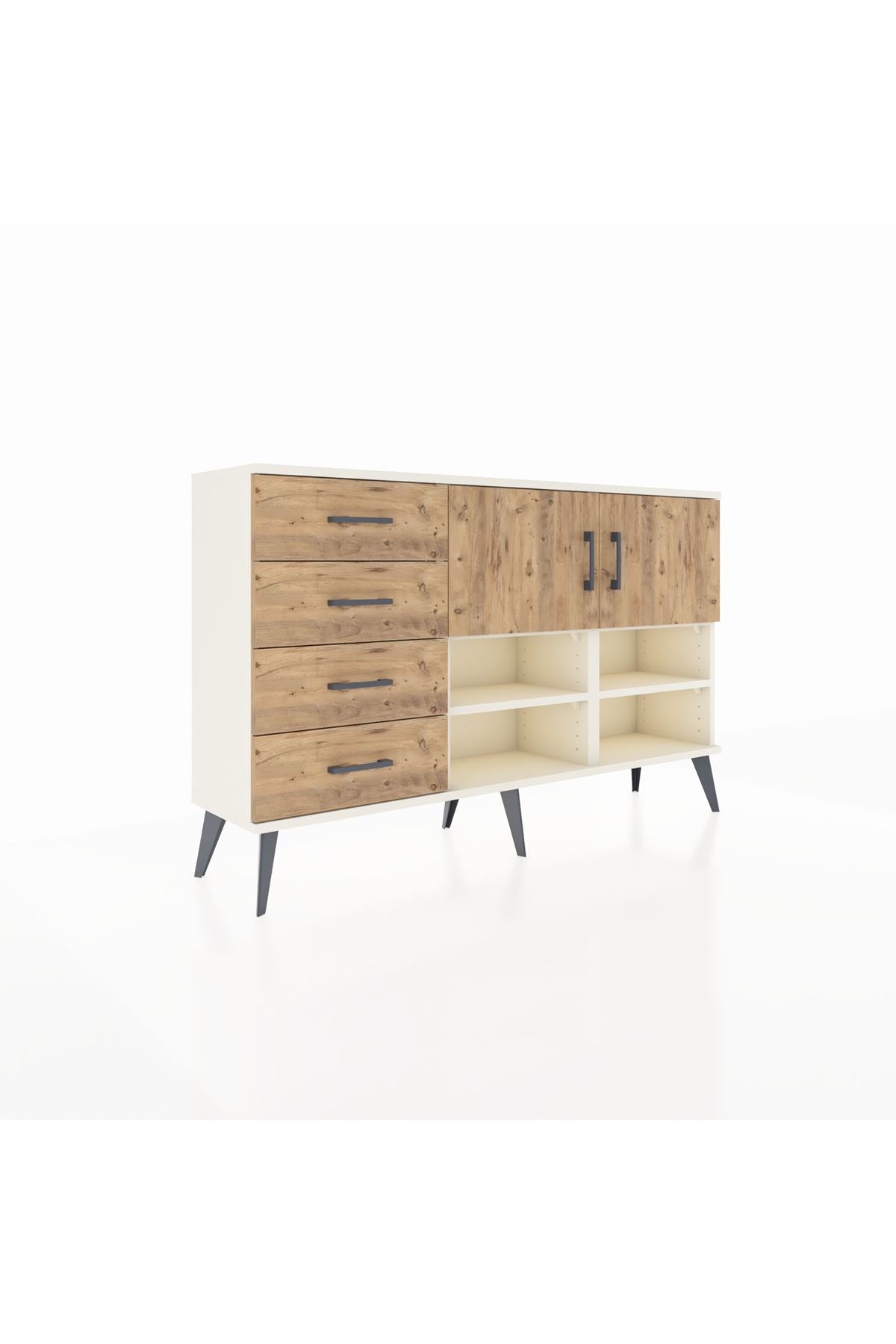 Arges Konsol 4 Raflı 4 Çekmeceli 2 Kapaklı 132x30x83 - S144M031V03A