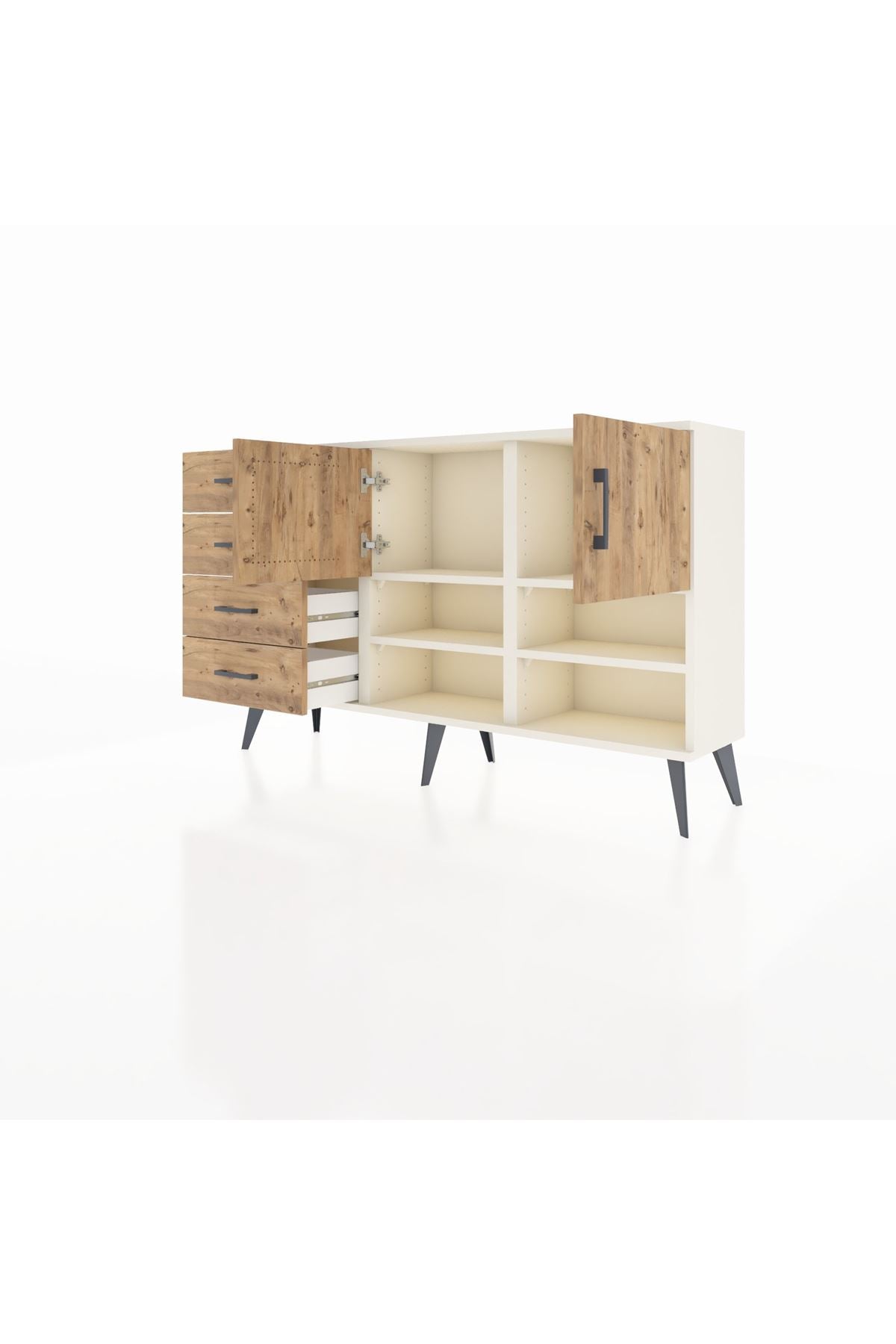 Arges Konsol 4 Raflı 4 Çekmeceli 2 Kapaklı 132x30x83 - S144M031V03A
