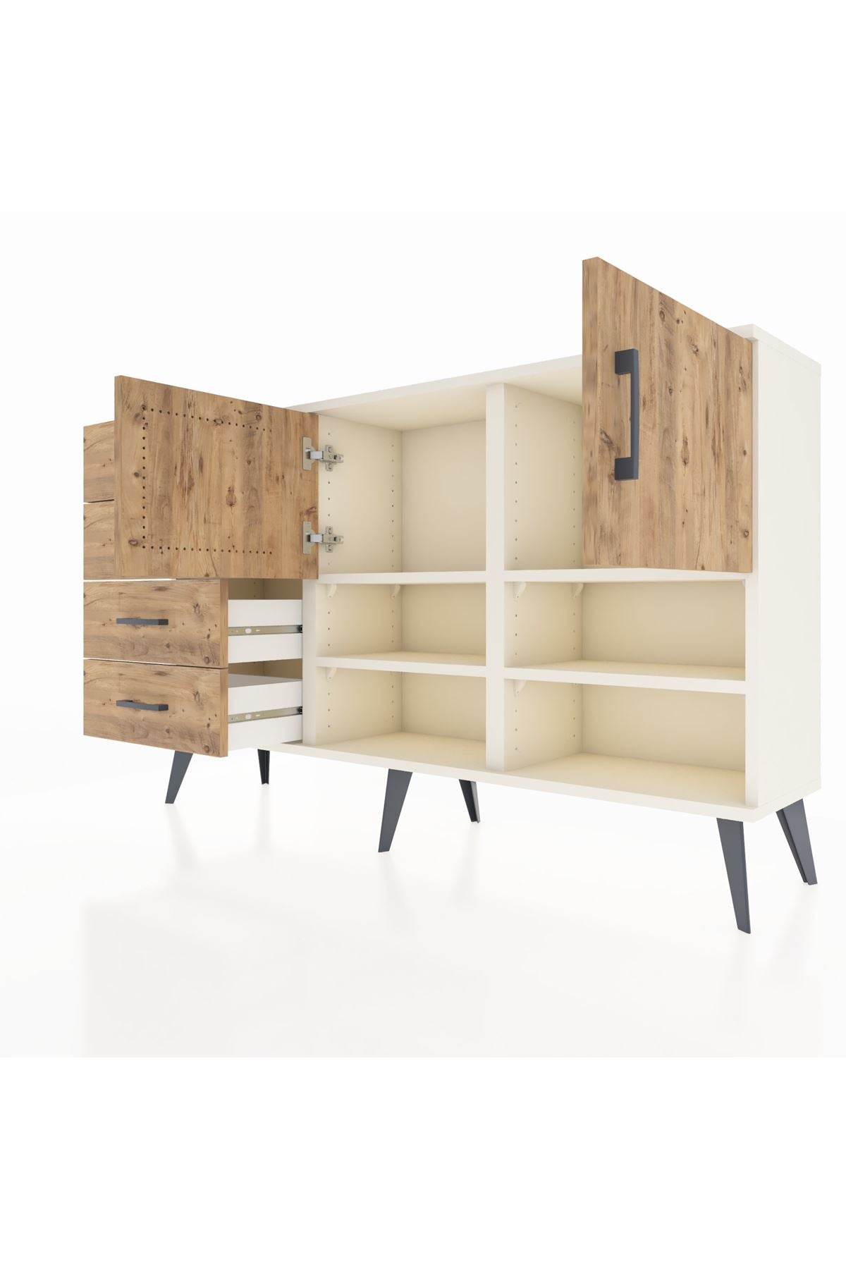 Arges Konsol 4 Raflı 4 Çekmeceli 2 Kapaklı 132x30x83 - S144M031V03A