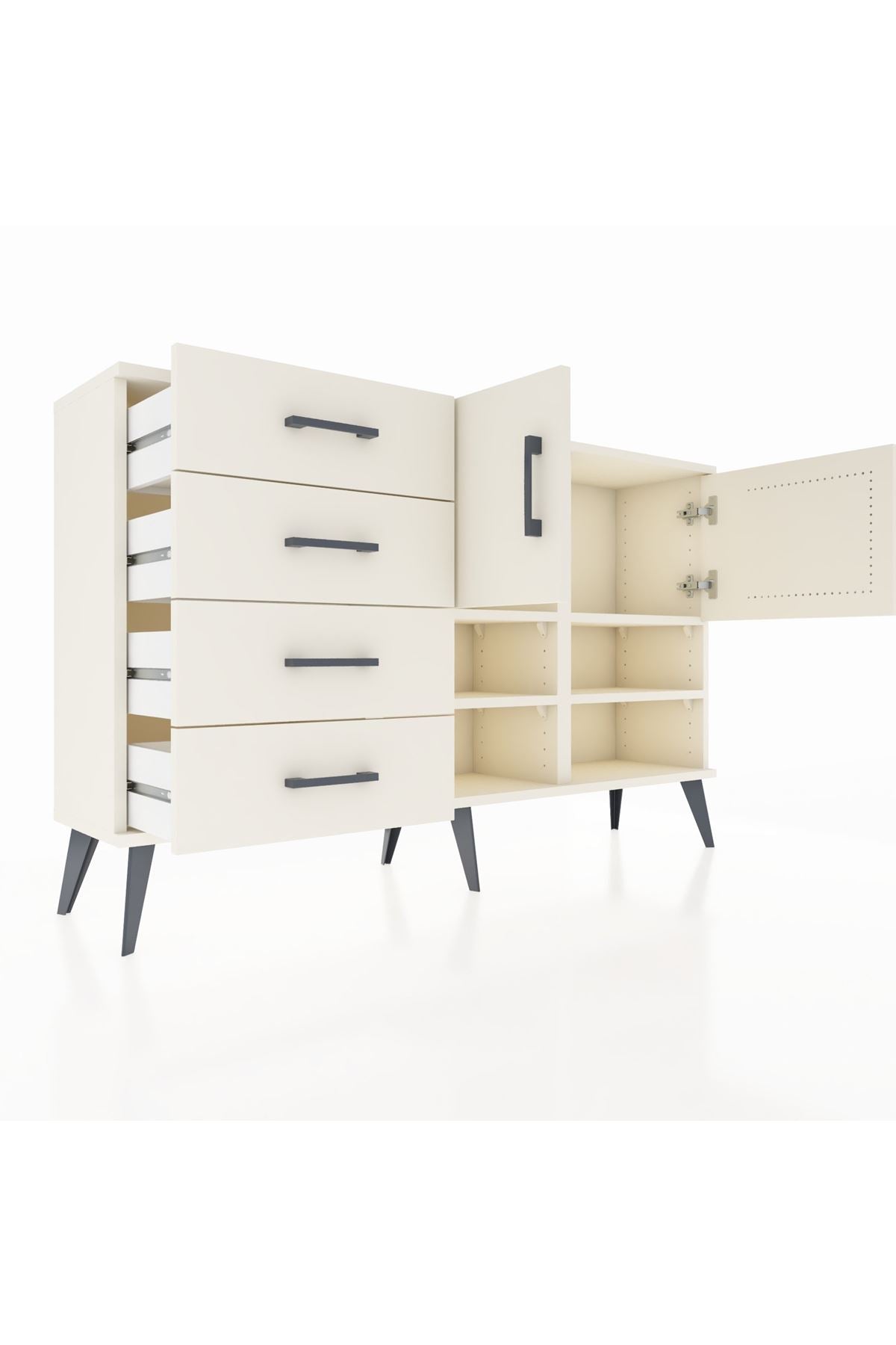 Arges Konsol 4 Raflı 4 Çekmeceli 2 Kapaklı 132x30x83 - S144M031V04A