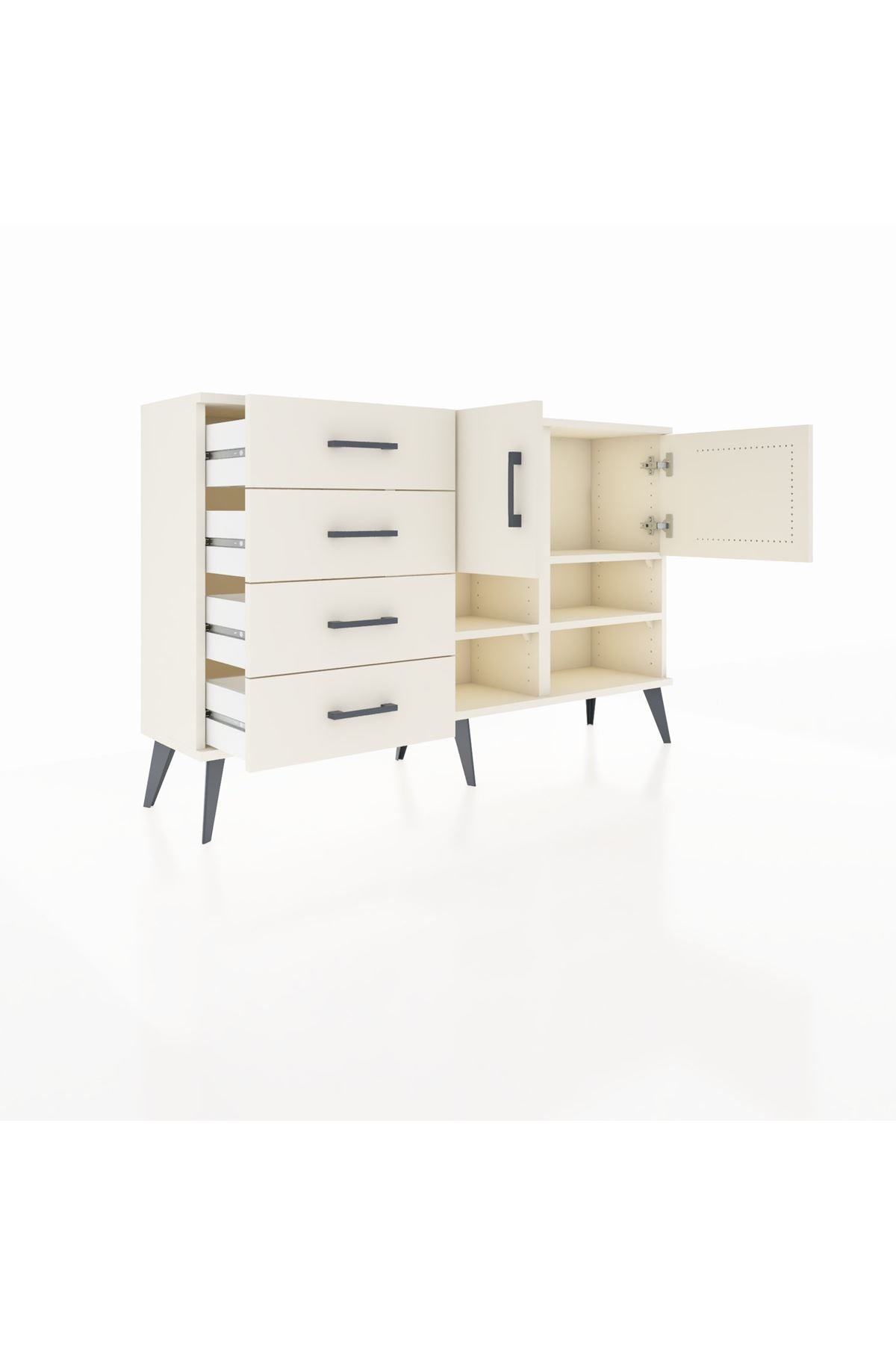 Arges Konsol 4 Raflı 4 Çekmeceli 2 Kapaklı 132x30x83 - S144M031V04A