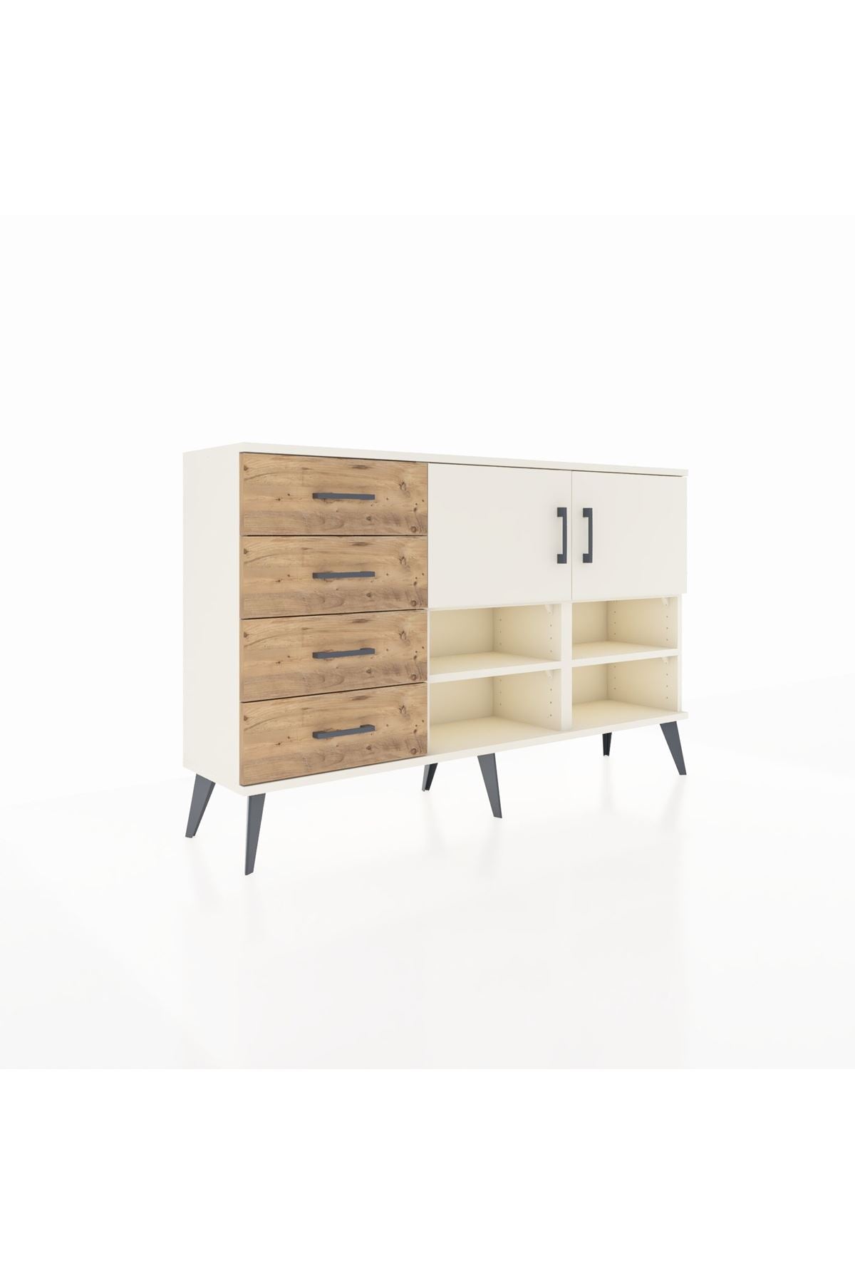 Arges Konsol 4 Raflı 4 Çekmeceli 2 Kapaklı 132x30x83 - S144M031V06A