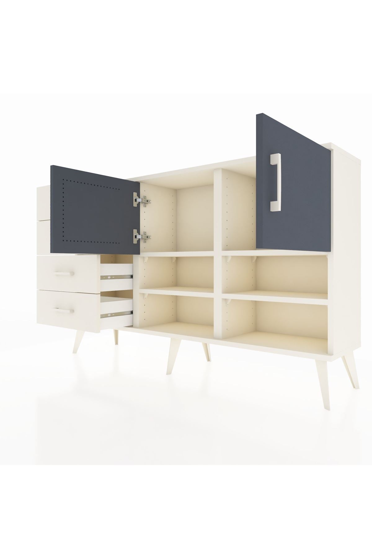 Arges Konsol 4 Raflı 4 Çekmeceli 2 Kapaklı 132x30x83 - S144M031V07A