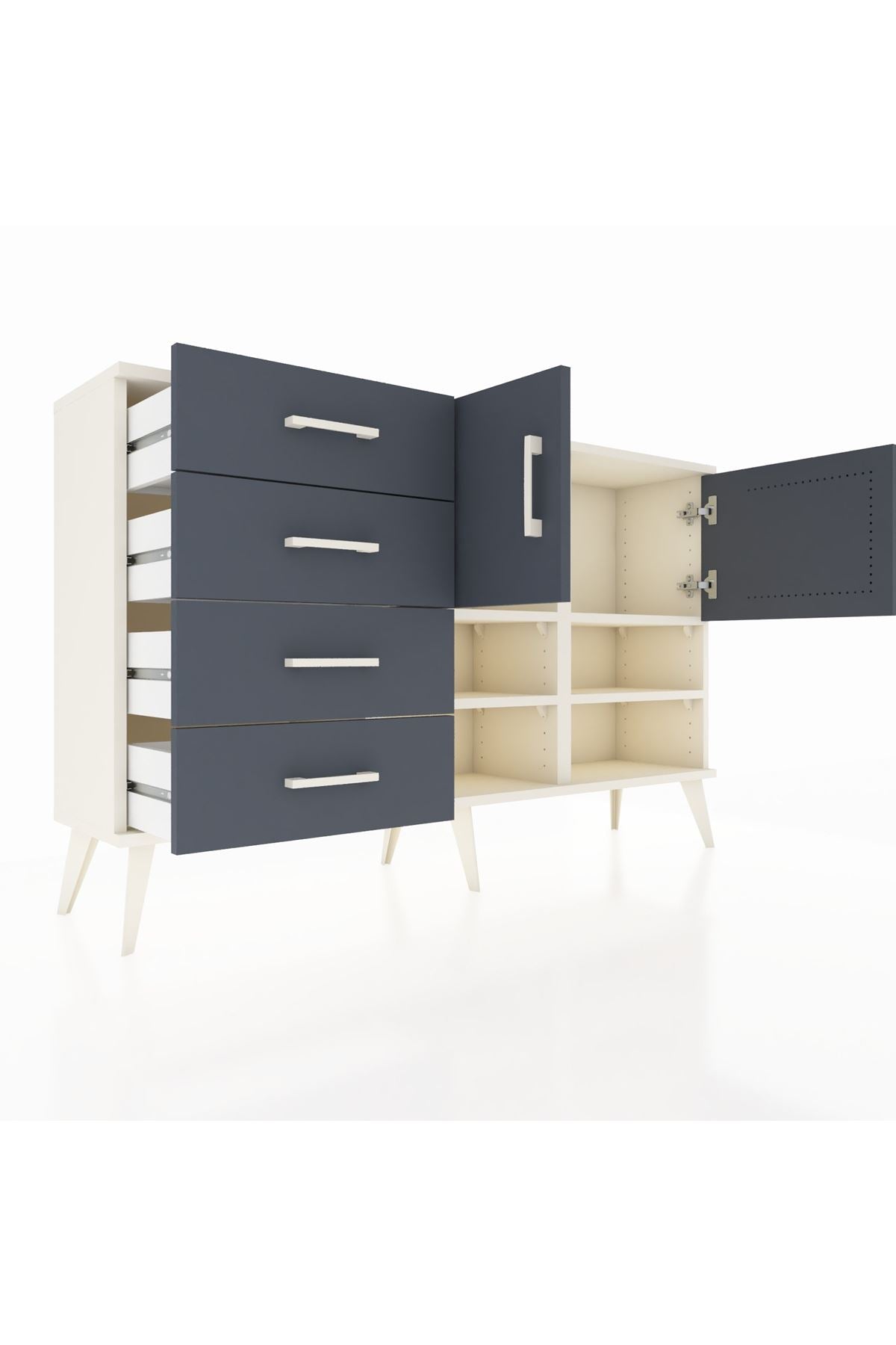 Arges Konsol 4 Raflı 4 Çekmeceli 2 Kapaklı 132x30x83 - S144M031V08A