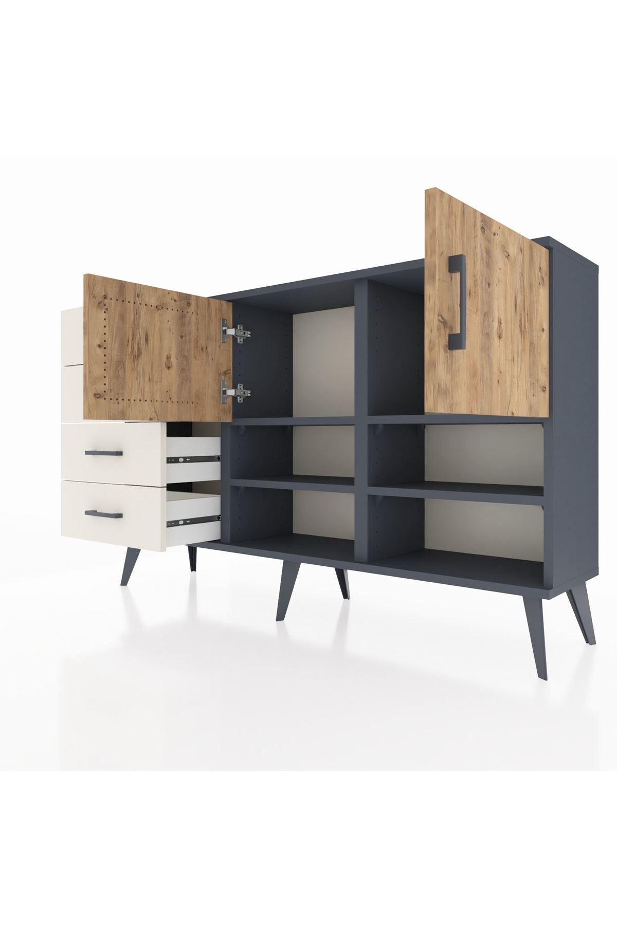 Arges Konsol 4 Raflı 4 Çekmeceli 2 Kapaklı 132x30x83 - S144M031V10A