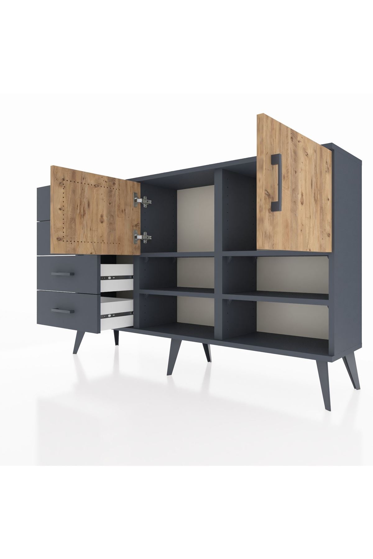 Arges Konsol 4 Raflı 4 Çekmeceli 2 Kapaklı 132x30x83 - S144M031V11A