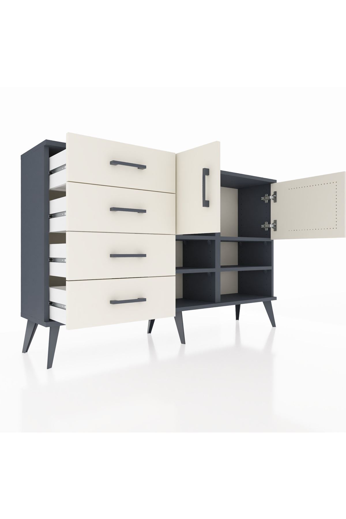 Arges Konsol 4 Raflı 4 Çekmeceli 2 Kapaklı 132x30x83 - S144M031V13A