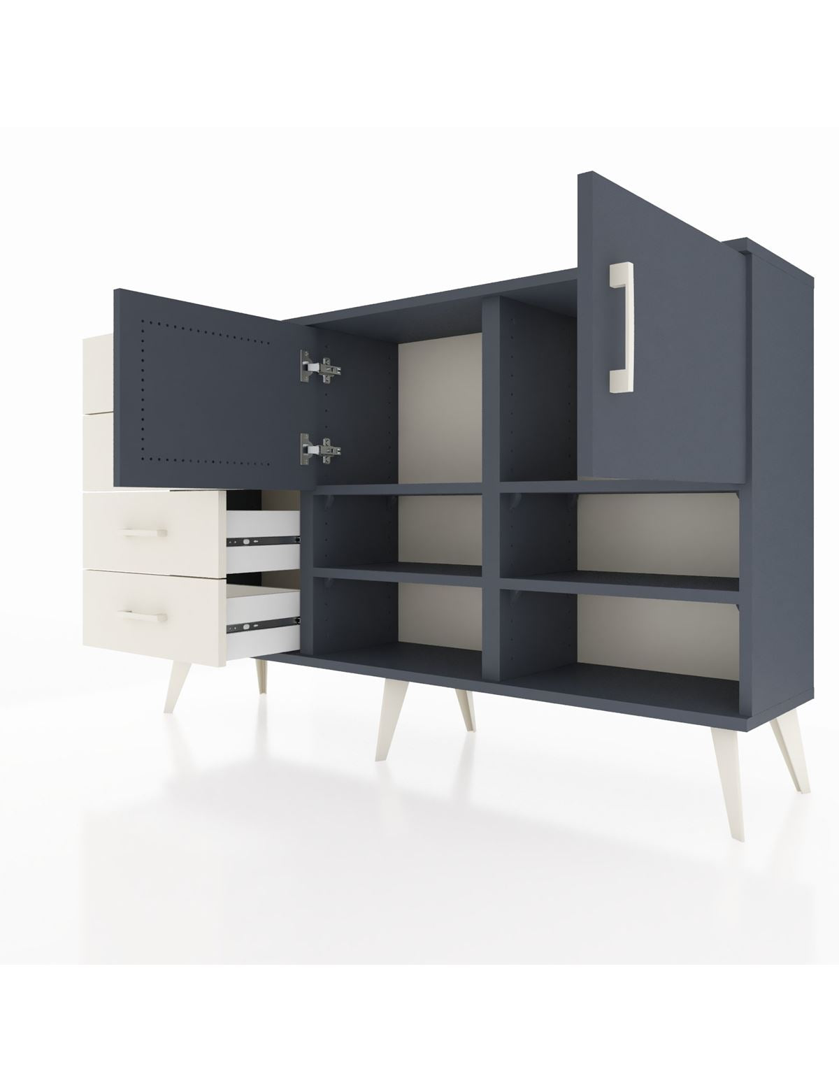 Arges Konsol 4 Raflı 4 Çekmeceli 2 Kapaklı 132x30x83 - S144M031V16A
