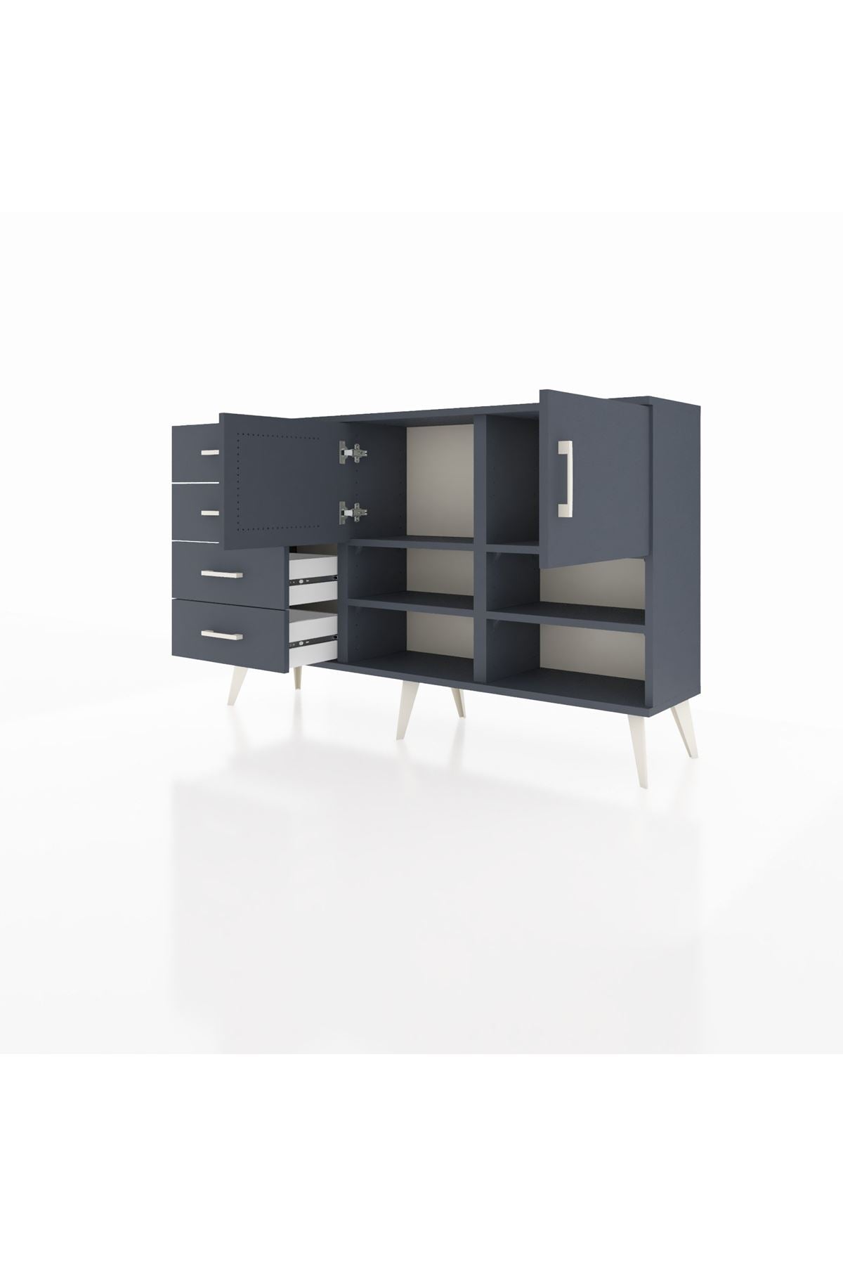 Arges Konsol 4 Raflı 4 Çekmeceli 2 Kapaklı 132x30x83 - S144M031V17A