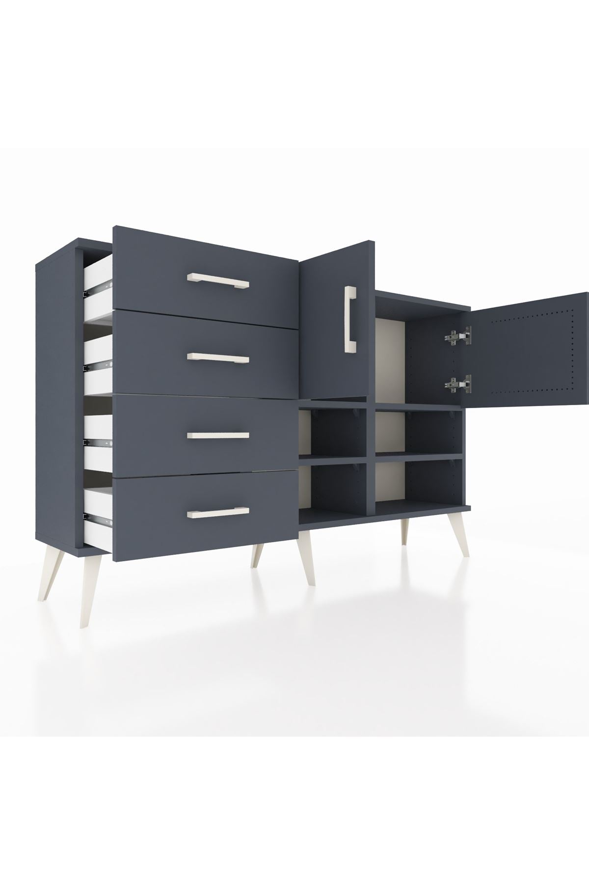 Arges Konsol 4 Raflı 4 Çekmeceli 2 Kapaklı 132x30x83 - S144M031V17A