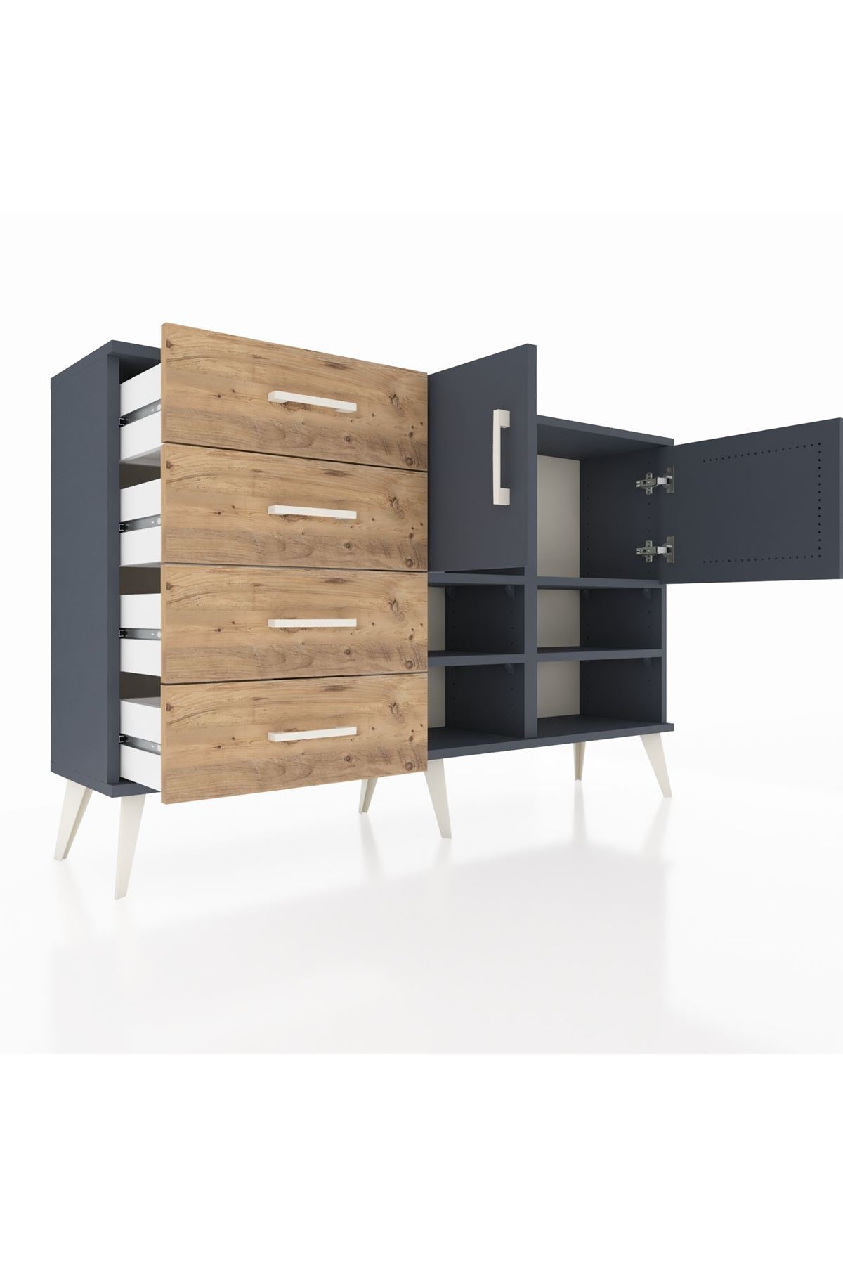 Arges Konsol 4 Raflı 4 Çekmeceli 2 Kapaklı 132x30x83 - S144M031V18A