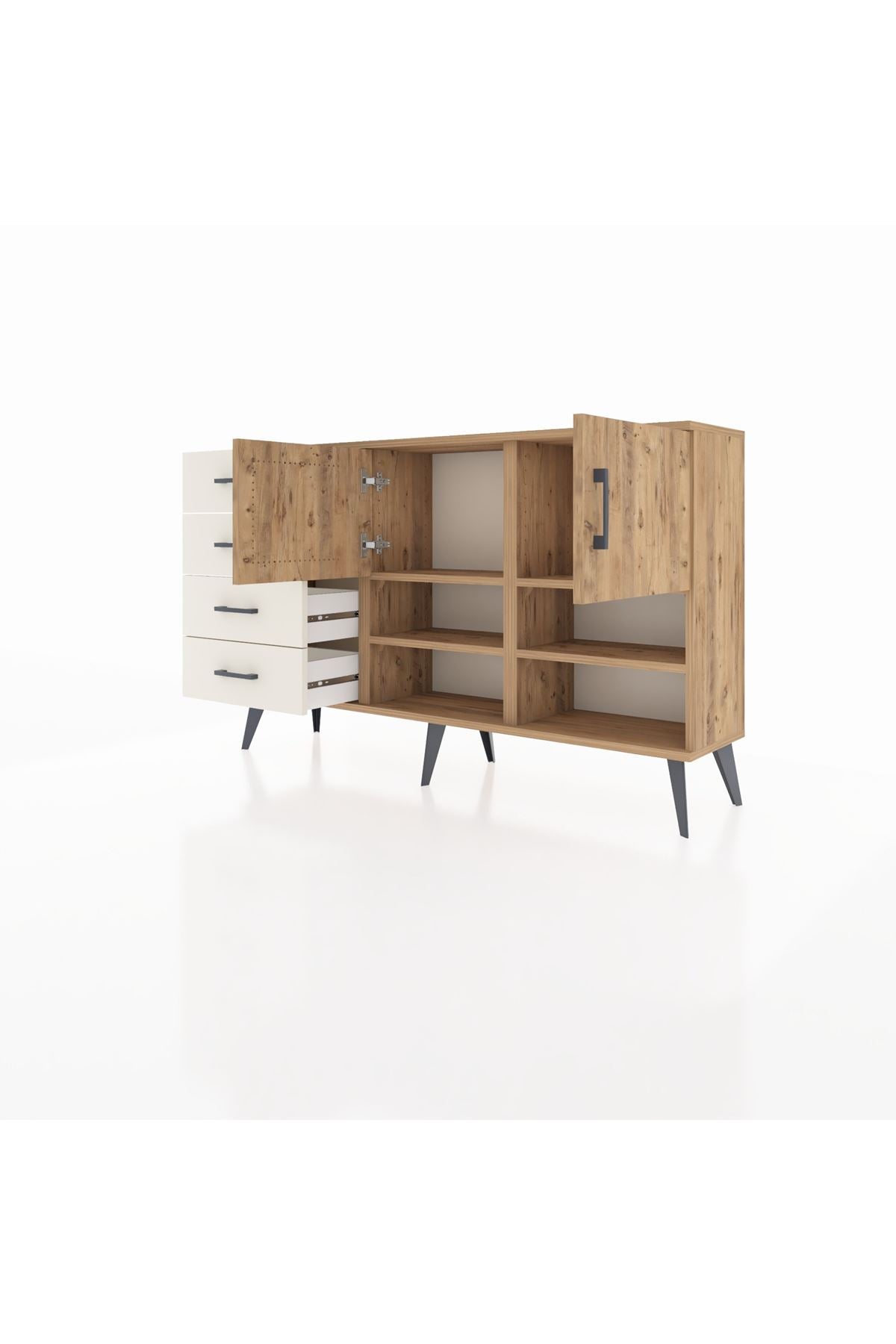 Arges Konsol 4 Raflı 4 Çekmeceli 2 Kapaklı 132x30x83 - S144M031V19A