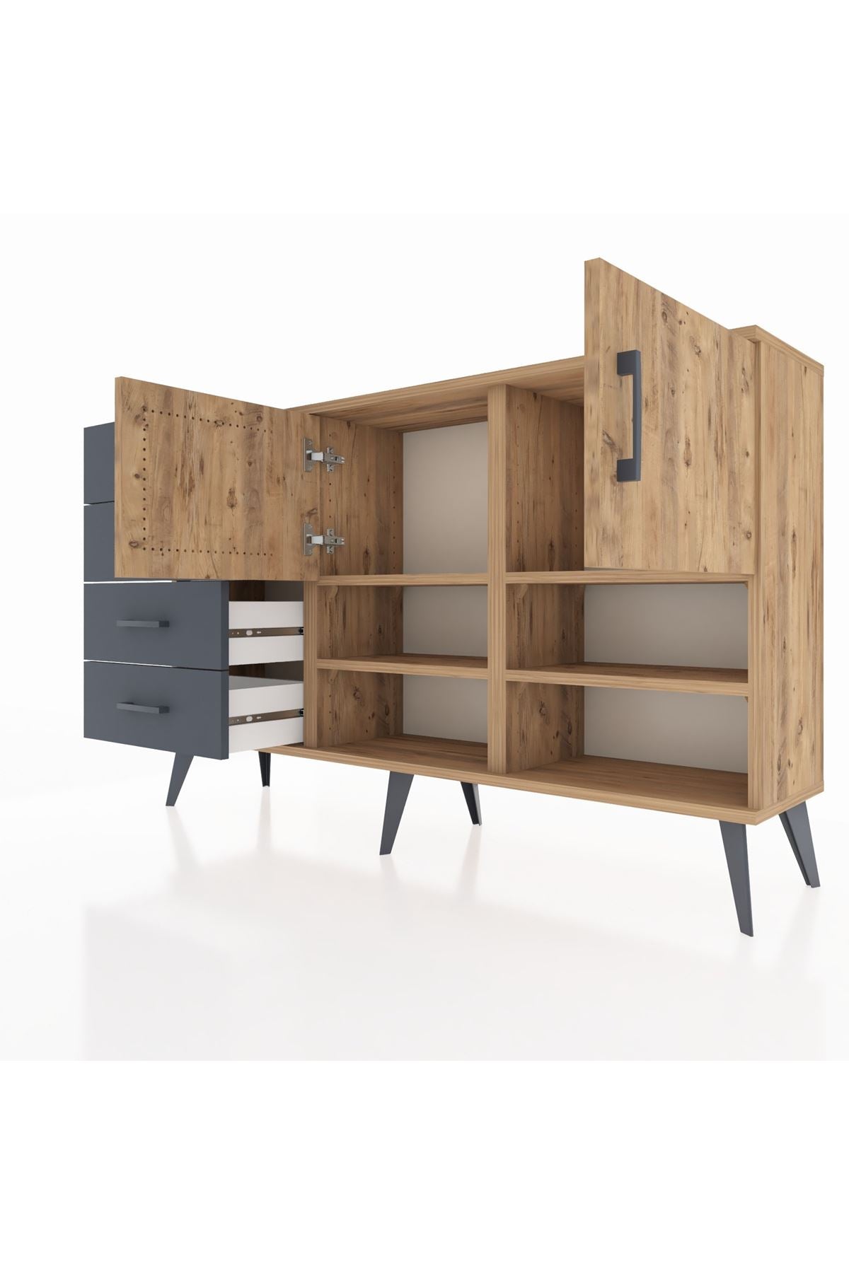 Arges Konsol 4 Raflı 4 Çekmeceli 2 Kapaklı 132x30x83 - S144M031V20A