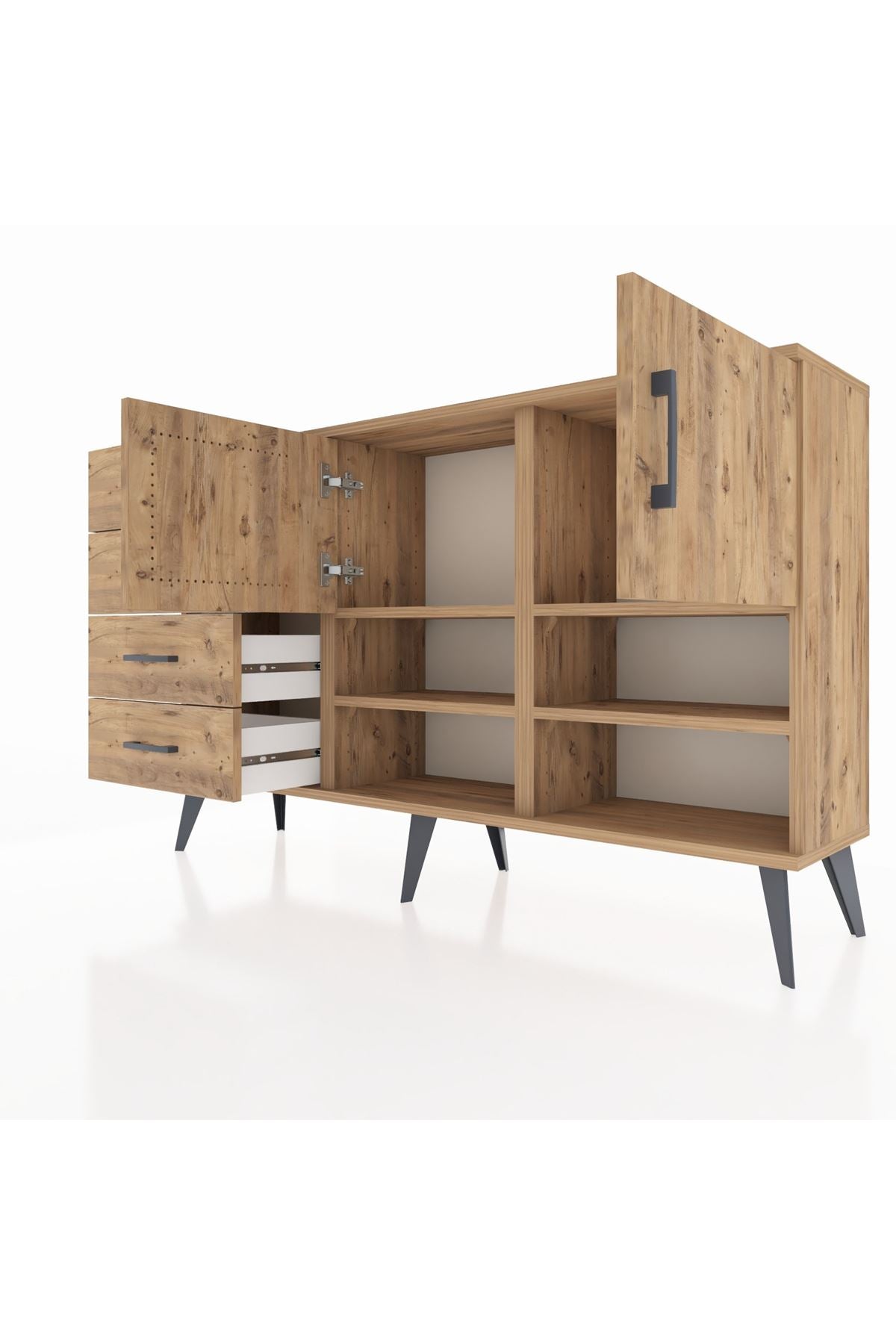 Arges Konsol 4 Raflı 4 Çekmeceli 2 Kapaklı 132x30x83 - S144M031V21A