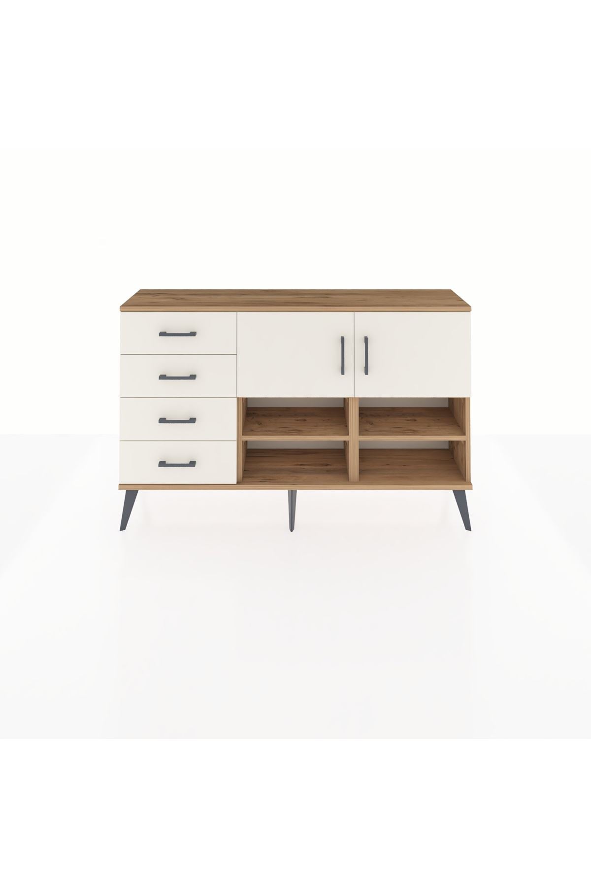 Arges Konsol 4 Raflı 4 Çekmeceli 2 Kapaklı 132x30x83 - S144M031V22A